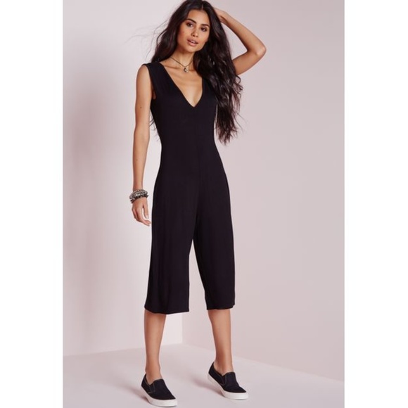 v neck culotte jumpsuit